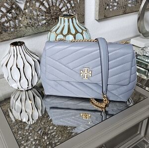 Tory Burch Kira Chevron Small Leather Shoulder Bag Rainwater Blue